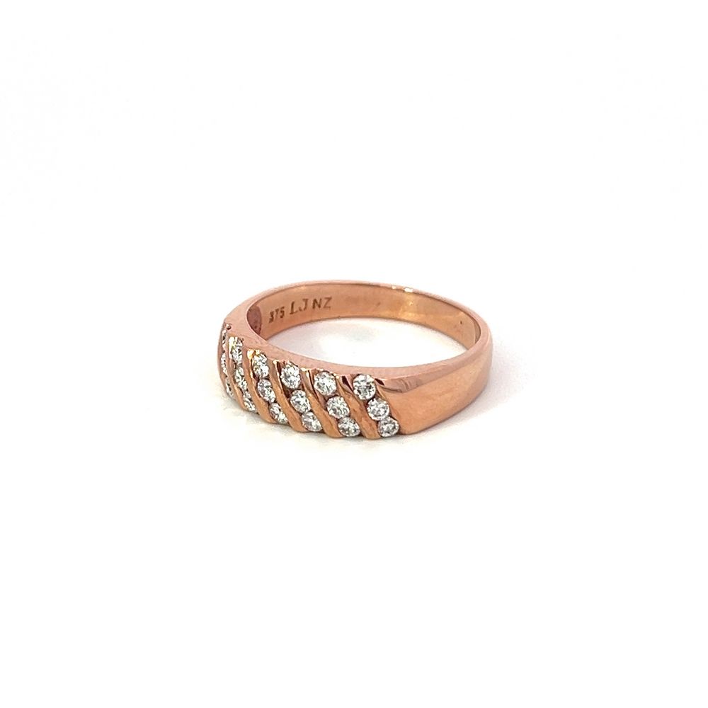 Six Row Diamond Channel Ring in Rose Gold