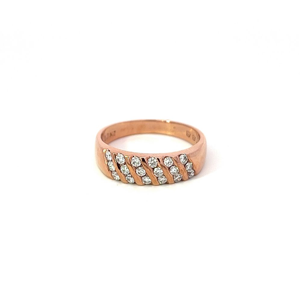 Six Row Diamond Channel Ring in Rose Gold