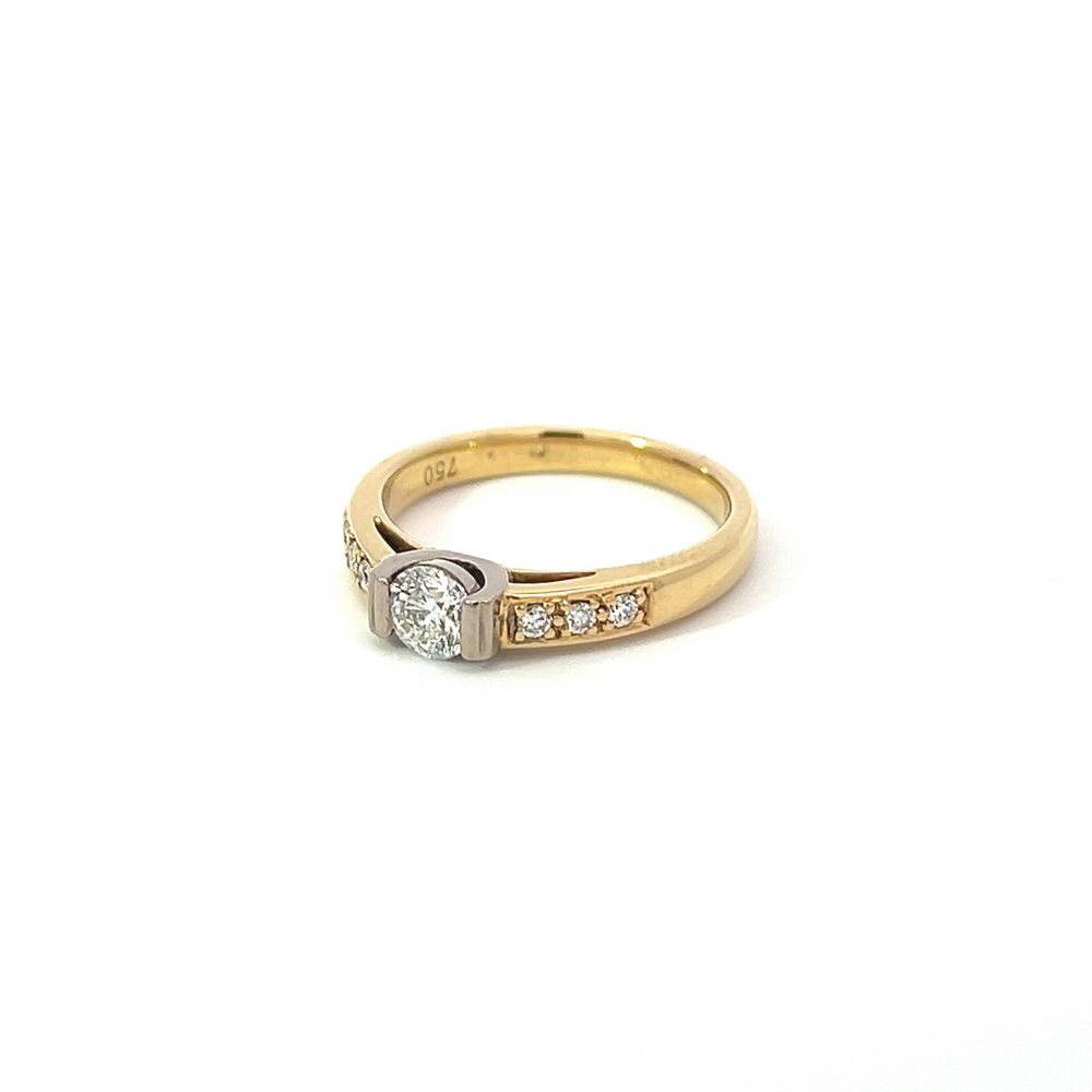 Diamond Solitaire Ring in Yellow & White Gold