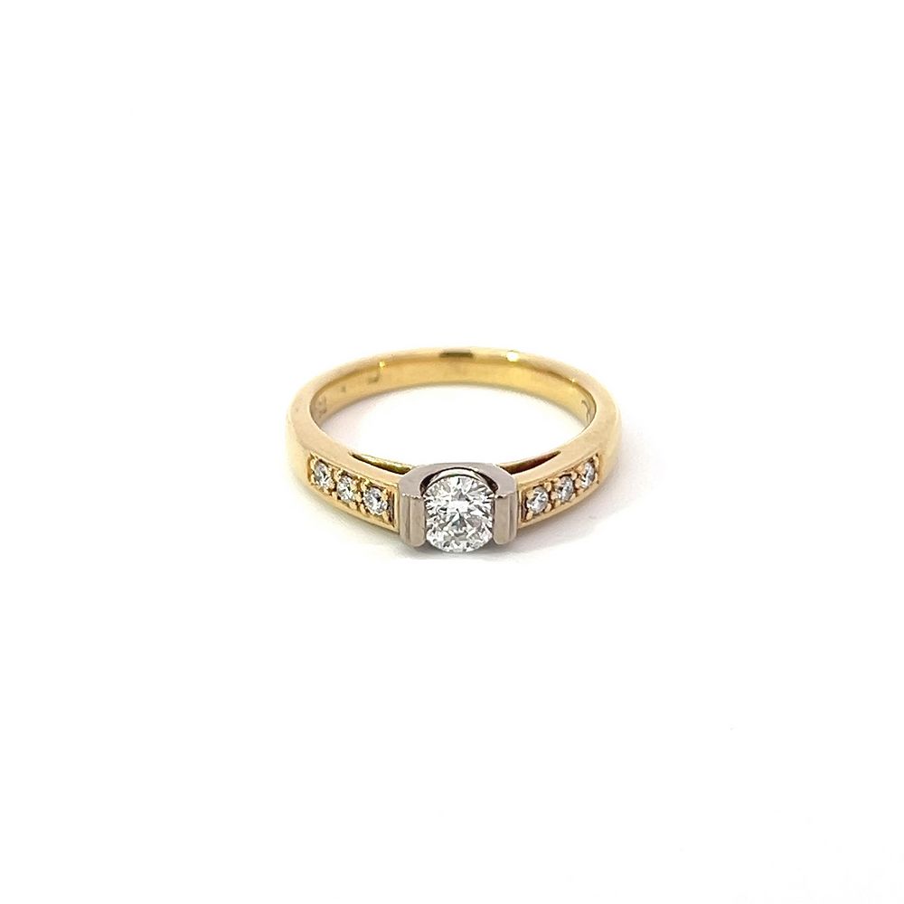 Diamond Solitaire Ring in Yellow & White Gold