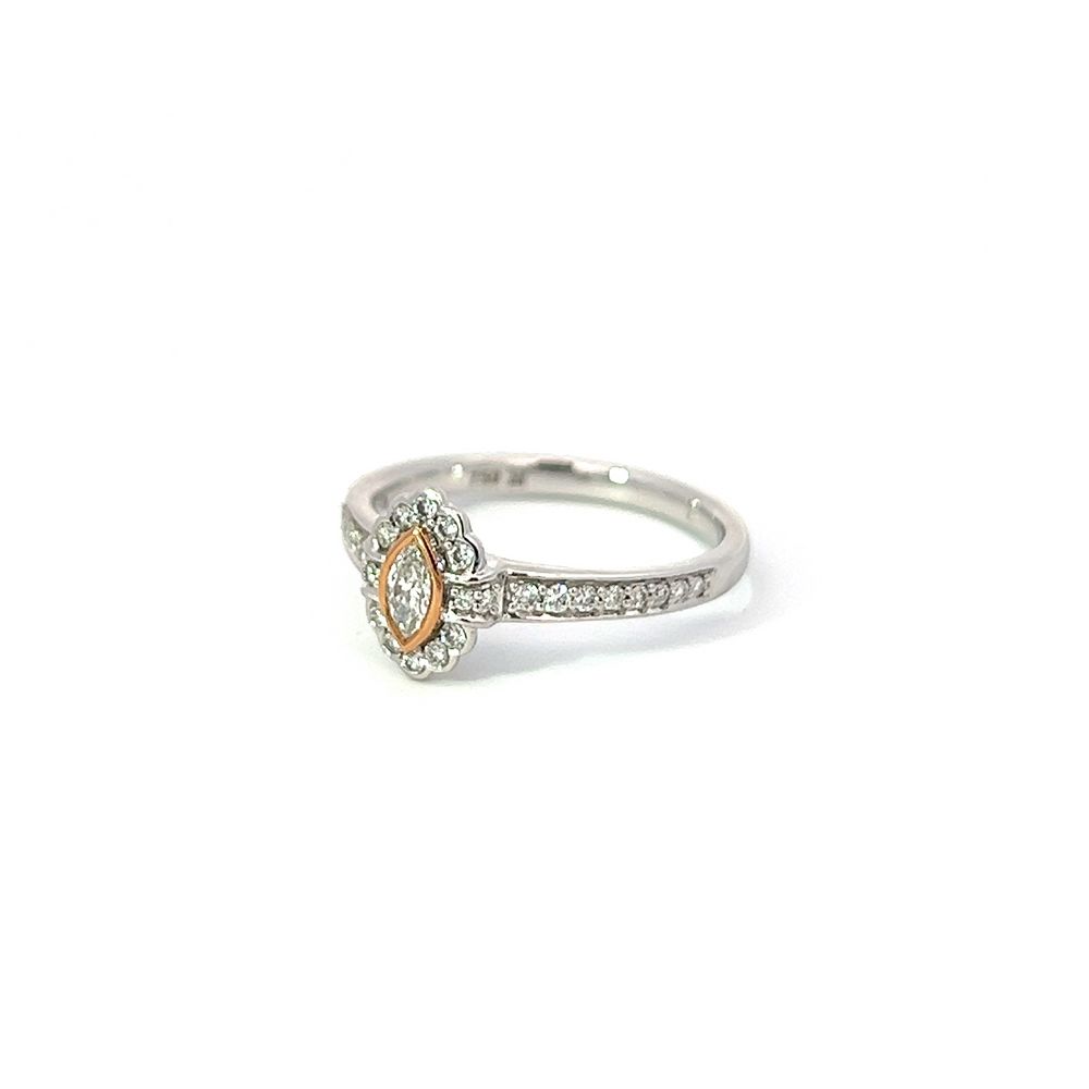 Marquise Halo Diamond Ring in Rose & White Gold