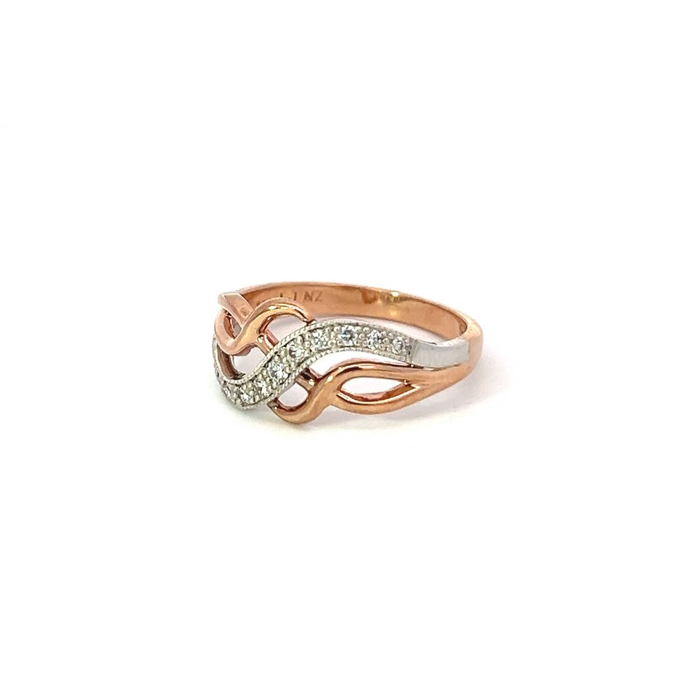 Organic 3 Wave Diamond Ring in Two-Tone Gold