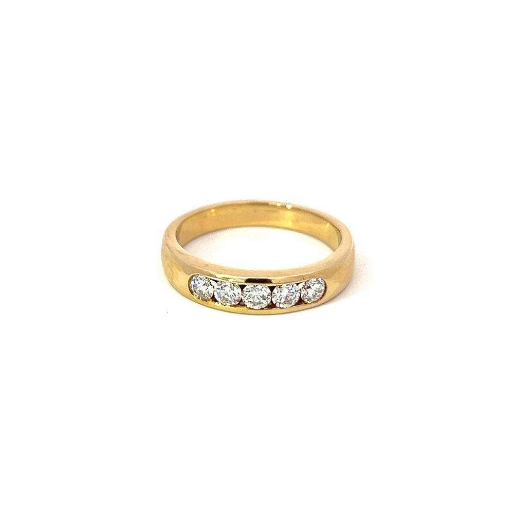 Diamond Channel Ring in Yellow Gold