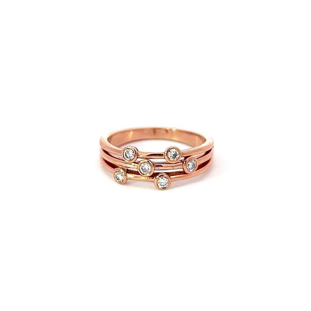 Three Bar Diamond Ring in Rose Gold