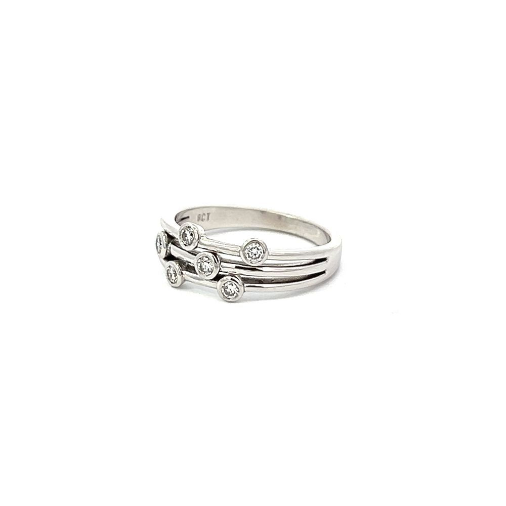 Diamond Three Bar Ring in White Gold