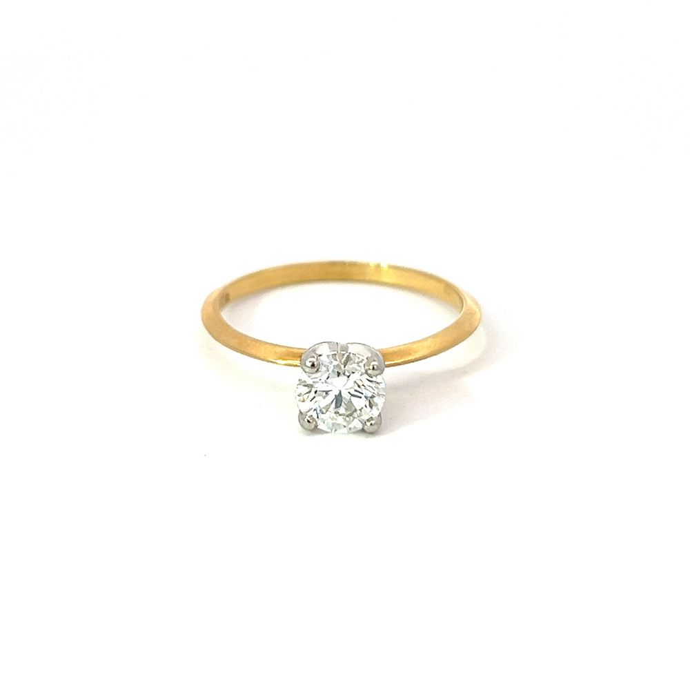 1.021ct Diamond Solitaire with Fine Band in Yellow Gold & Platinum