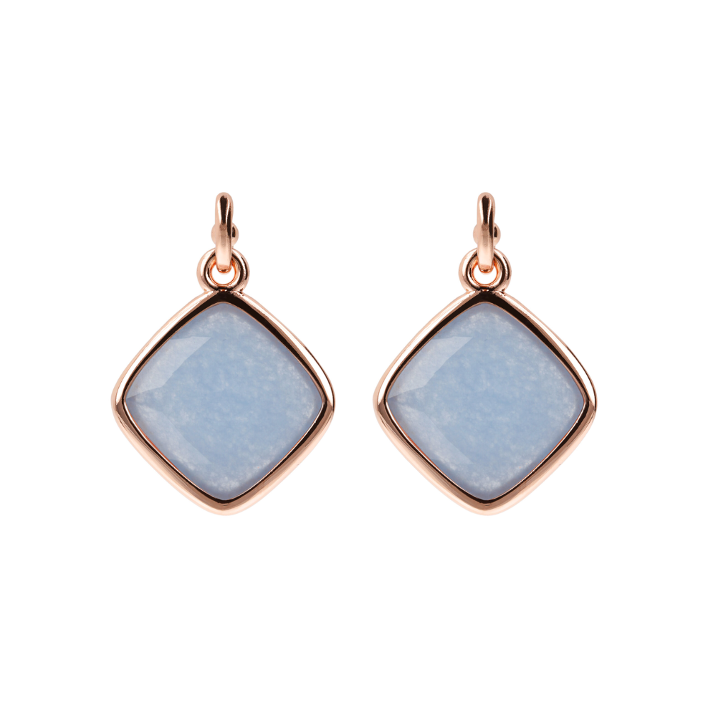 Bronzallure Squared Light Blue Quartz Earrings