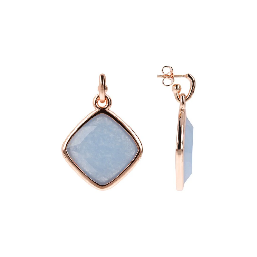 Bronzallure Squared Light Blue Quartz Earrings