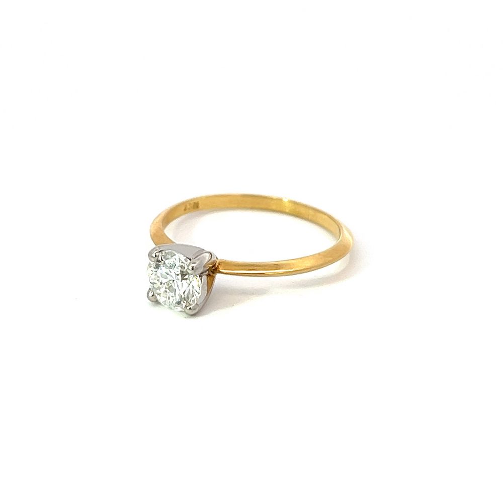 1.021ct Diamond Solitaire with Fine Band in Yellow Gold & Platinum