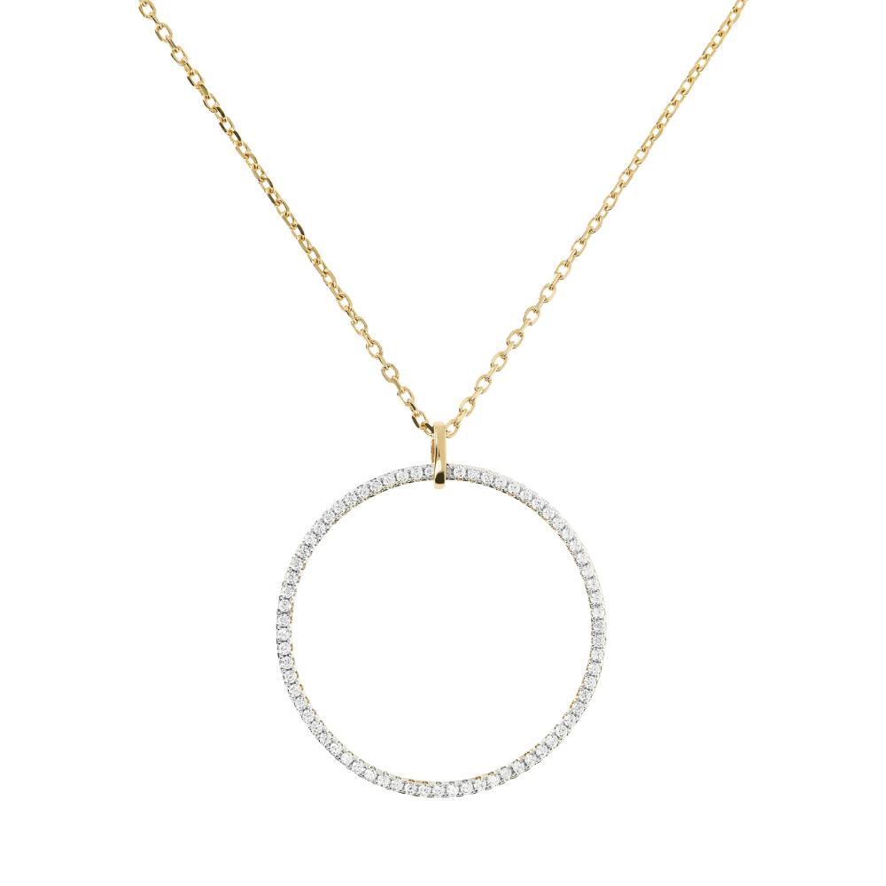 Bronzallure YGP Golden CZ Large Circlular Necklace