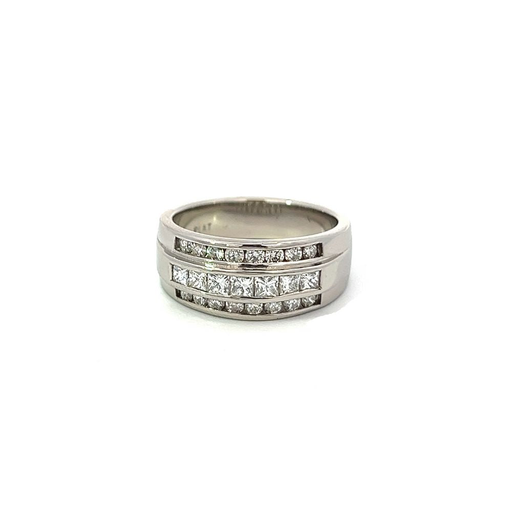 Three Channel Wide Diamond Band in Platinum