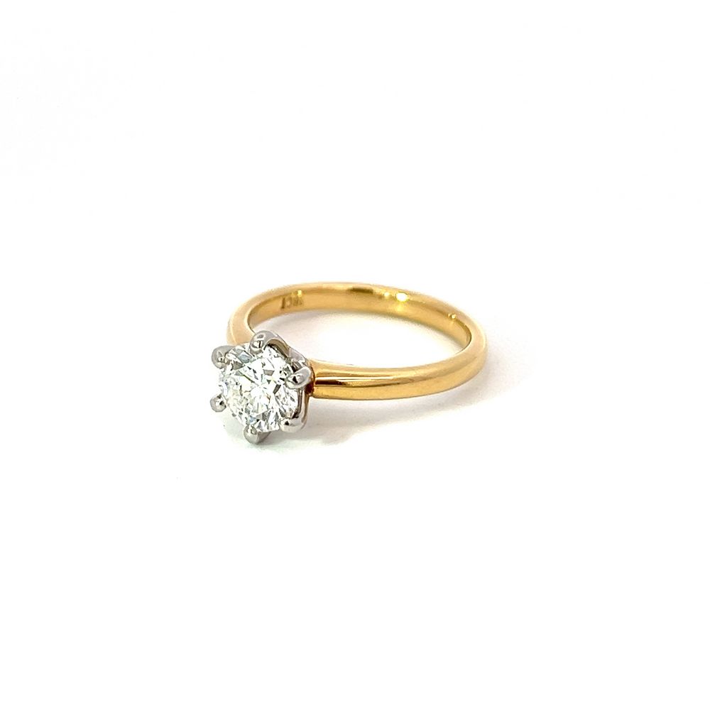 1.07ct Diamond Solitaire Ring in Yellow Gold & Platinum