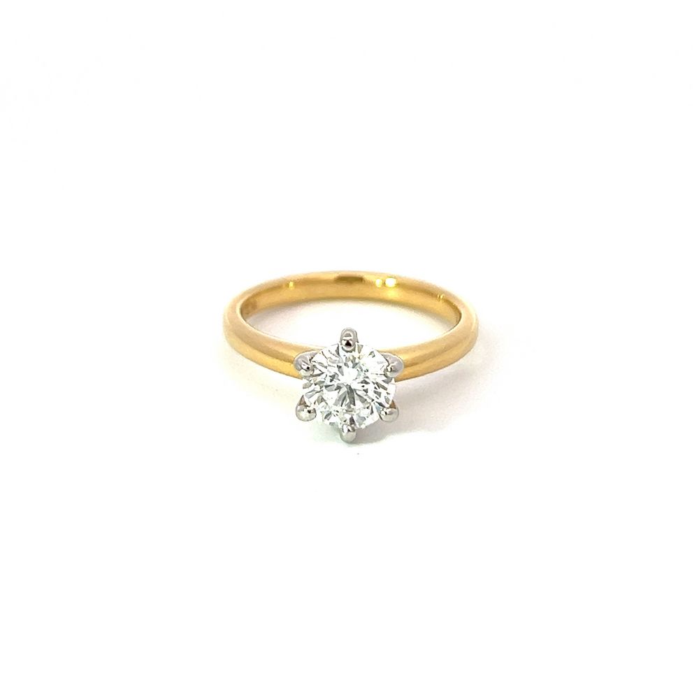 1.07ct Diamond Solitaire Ring in Yellow Gold & Platinum