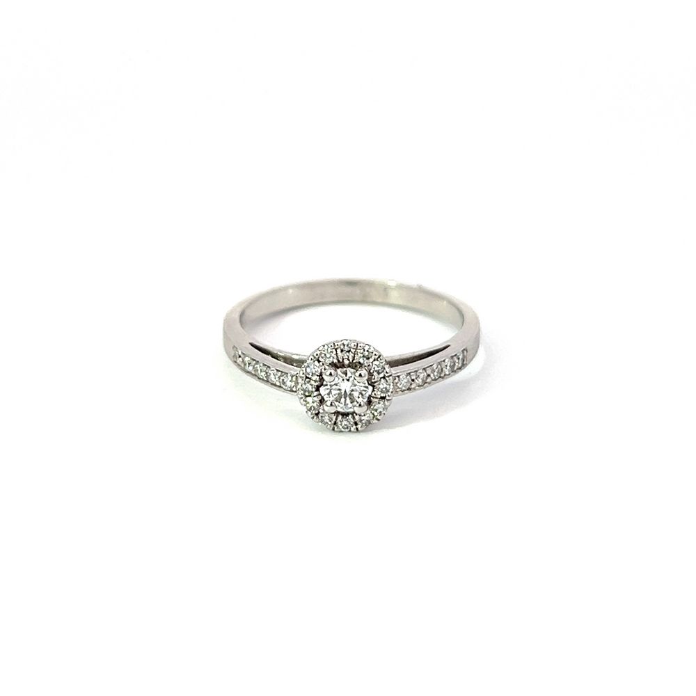 Diamond Halo Ring in White Gold