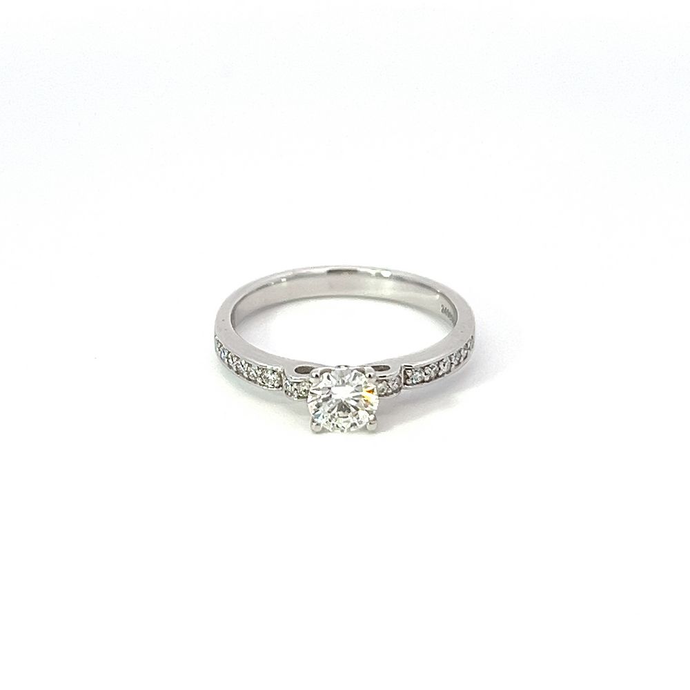 Diamond Solitaire in Solid Bow Setting & Diamond Channel Band