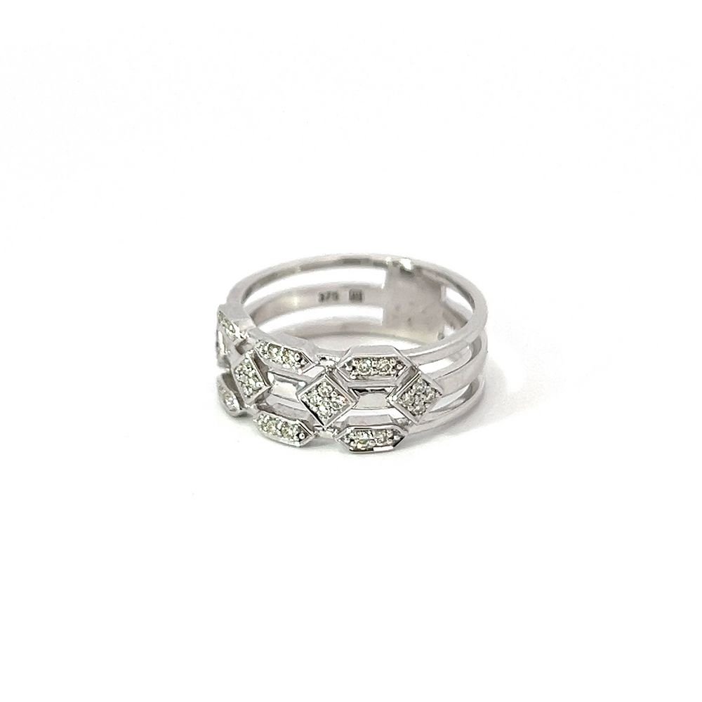 White Gold Geometric Diamond Band