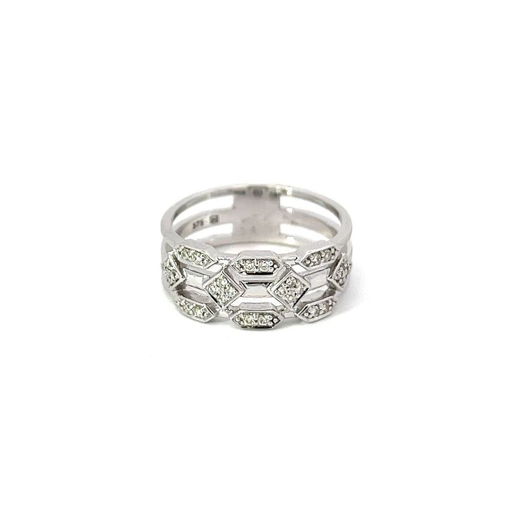 White Gold Geometric Diamond Band