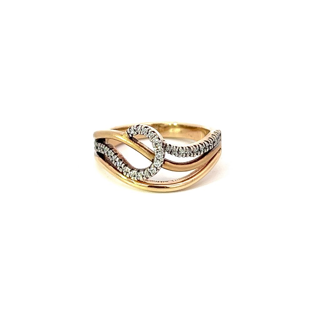 Three Bar Diamond Swirl Ring in Yellow Gold