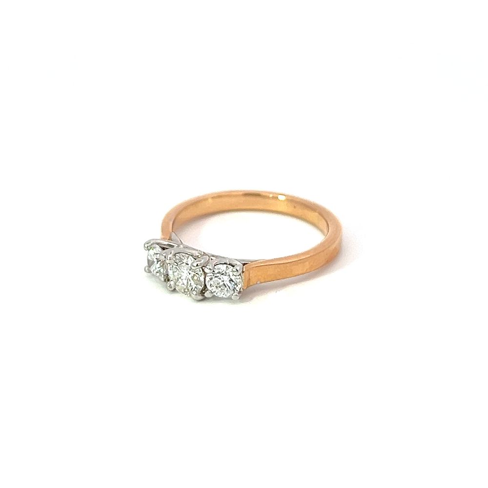 Three Stone Diamond Ring in Rose Gold & Platinum