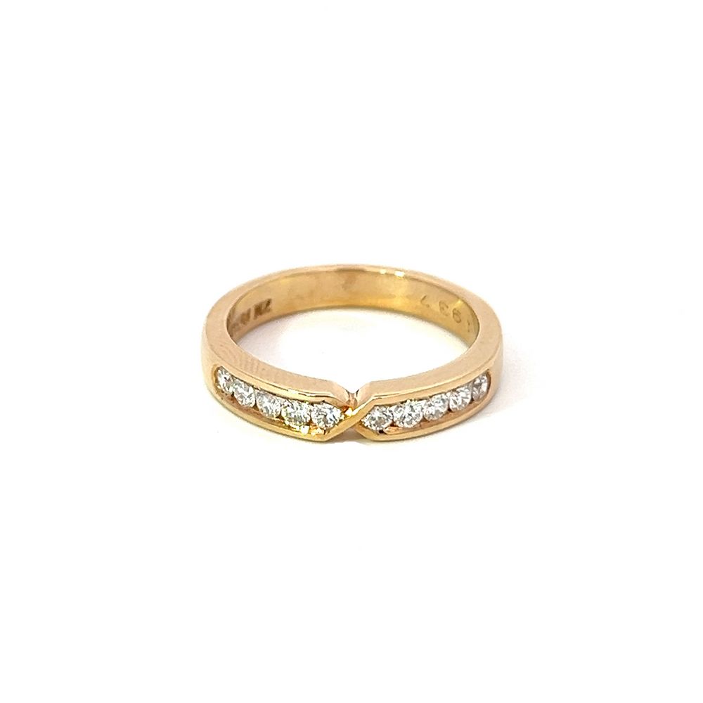 Cross Detail Diamond Channel Band in Yellow Gold