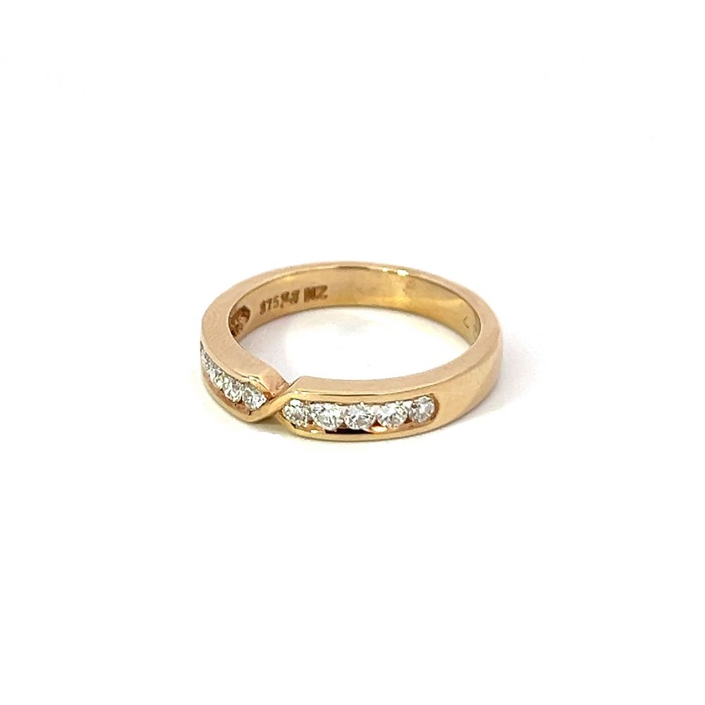 Cross Detail Diamond Channel Band in Yellow Gold