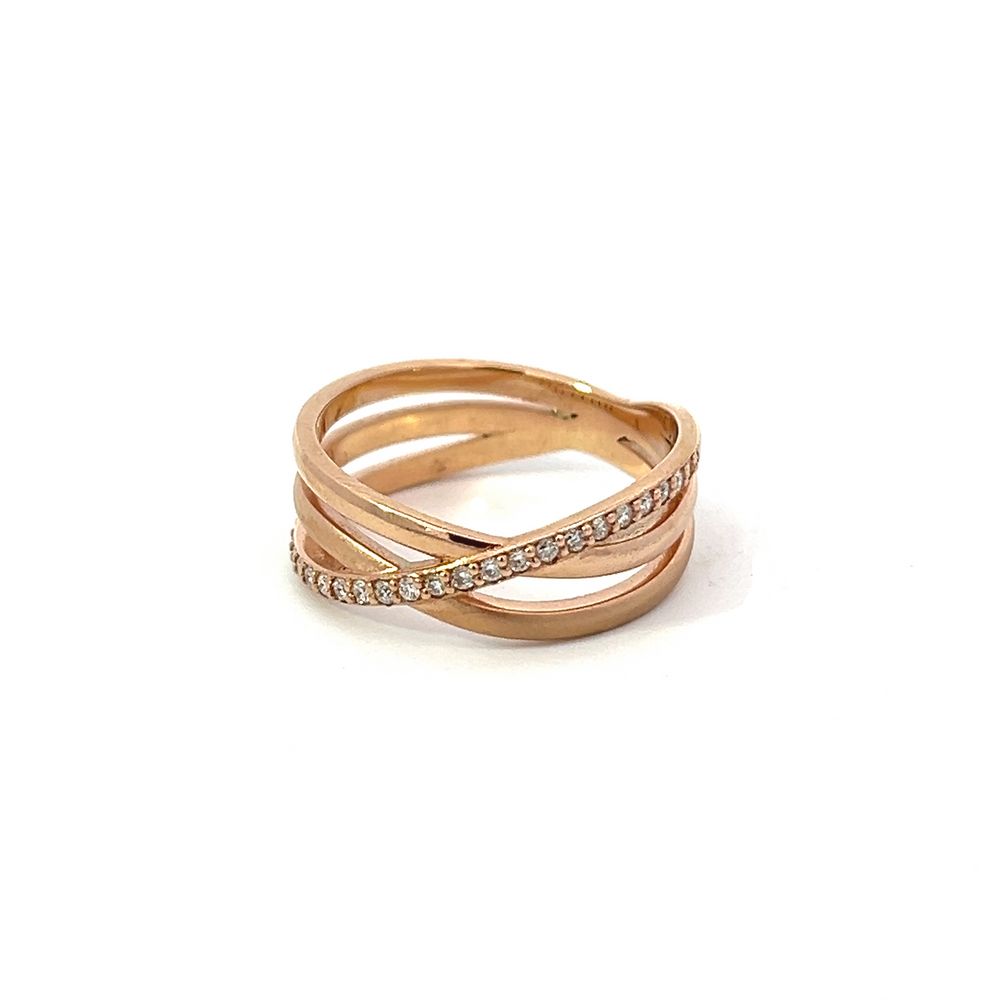 Cross-over Multi Diamond Ring in Rose Gold