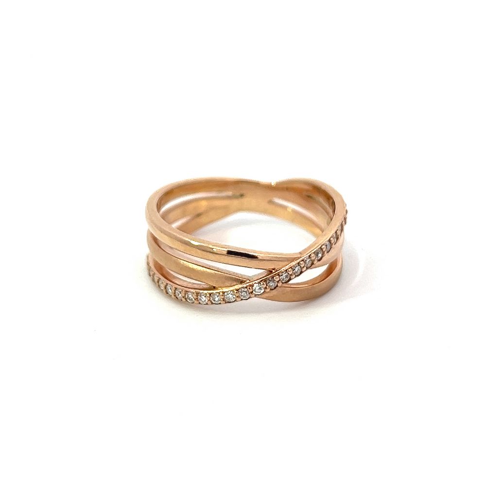 Cross-over Multi Diamond Ring in Rose Gold