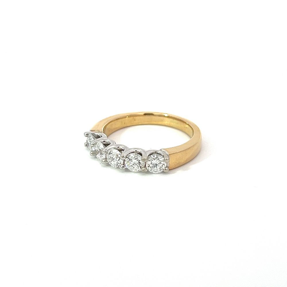 1.06tcw Five Stone Diamond Ring in Yellow & White Gold