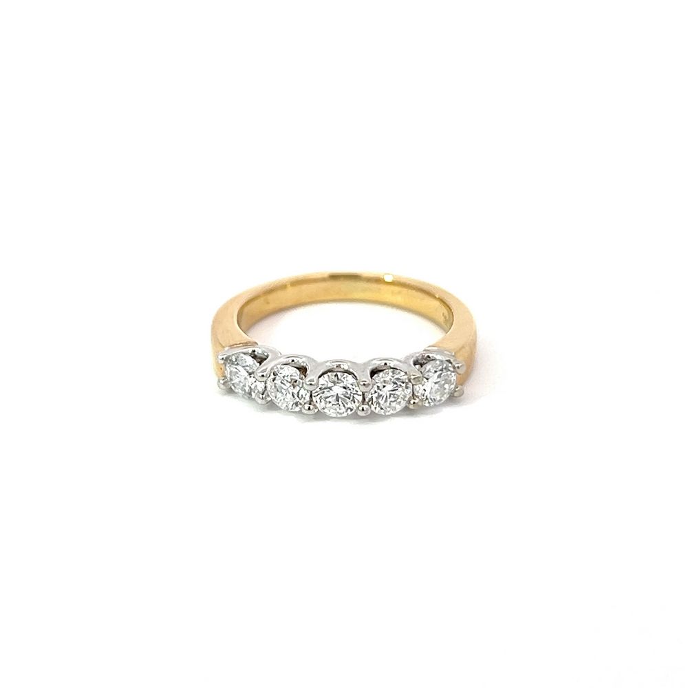 1.06tcw Five Stone Diamond Ring in Yellow & White Gold