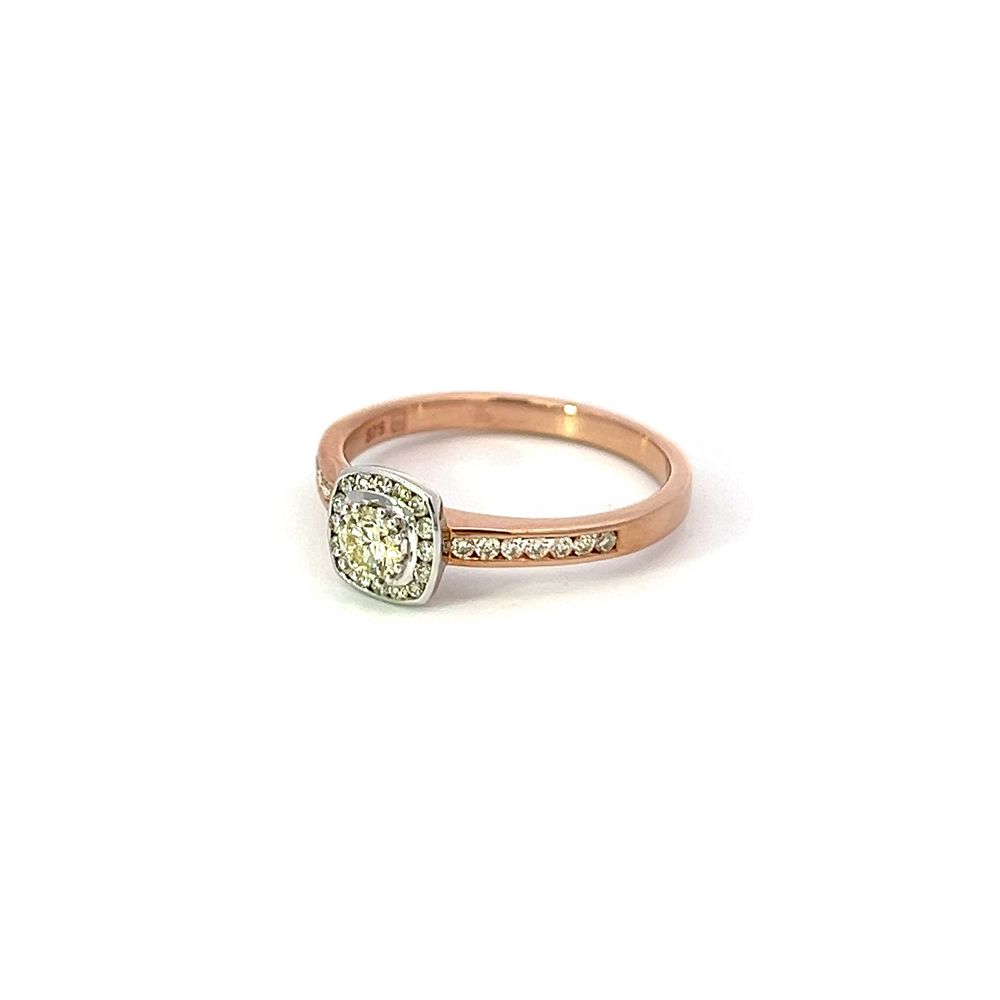 Diamond Halo Ring in White & Rose Gold