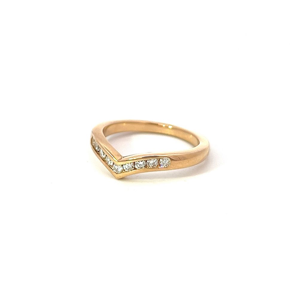 Diamond V Channel Set Band in Yellow Gold