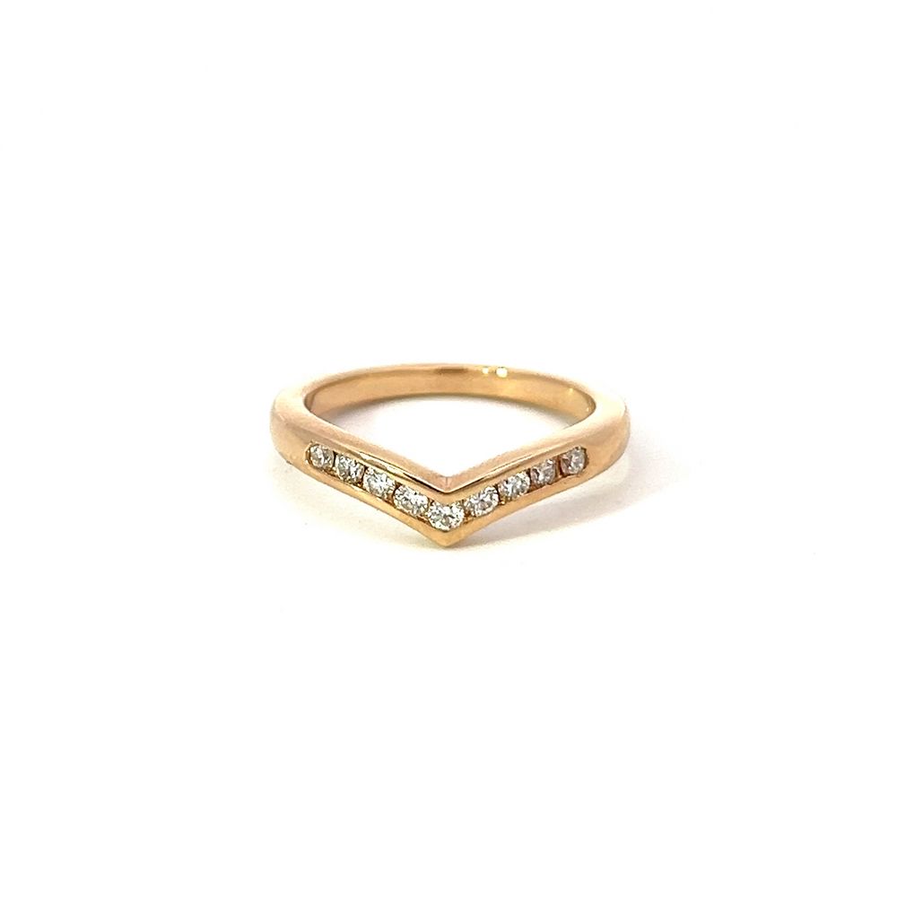 Diamond V Channel Set Band in Yellow Gold