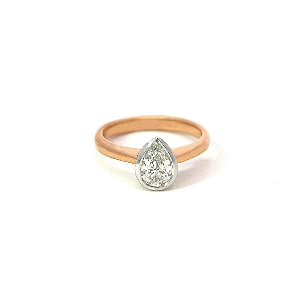 Pear Diamond Solitaire Ring in 18ct Rose & White Gold