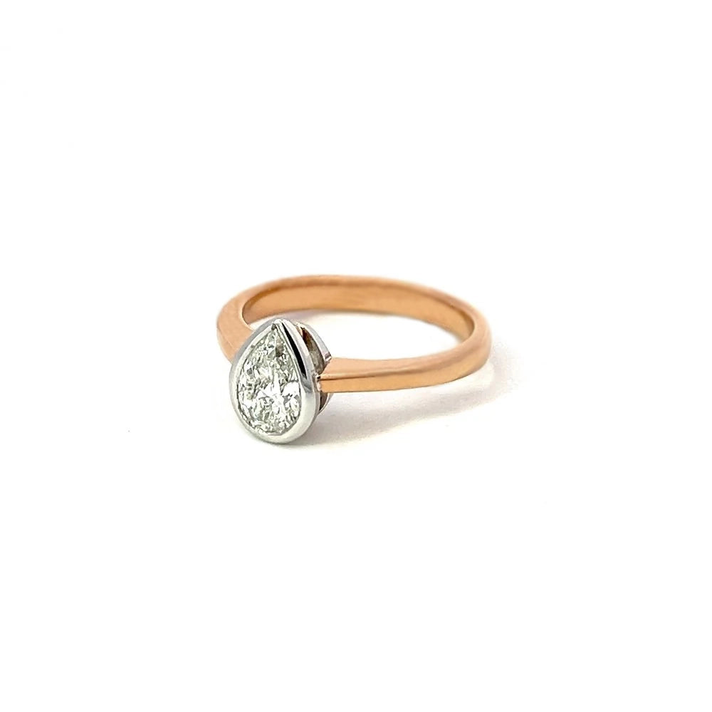 Pear Diamond Solitaire Ring in 18ct Rose & White Gold