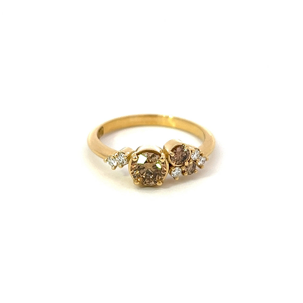 Ombre Champagne Diamond Cluster Ring in 18ct Gold