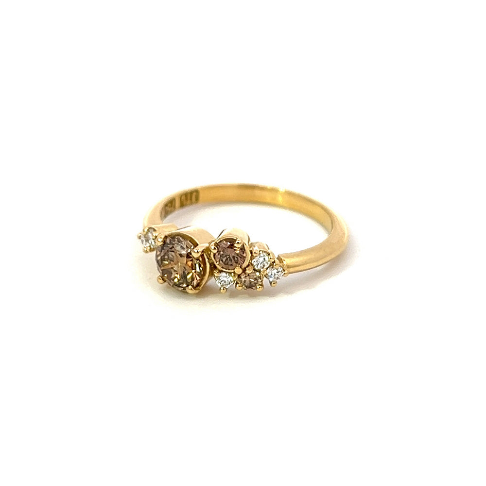 Ombre Champagne Diamond Cluster Ring in 18ct Gold