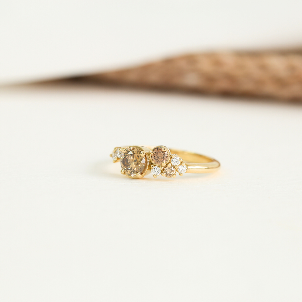 Ombre Champagne Diamond Cluster Ring in 18ct Gold