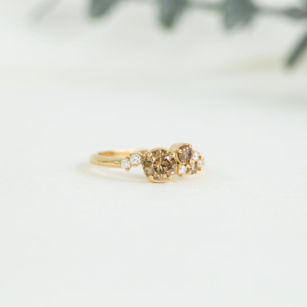 Ombre Champagne Diamond Cluster Ring in 18ct Gold