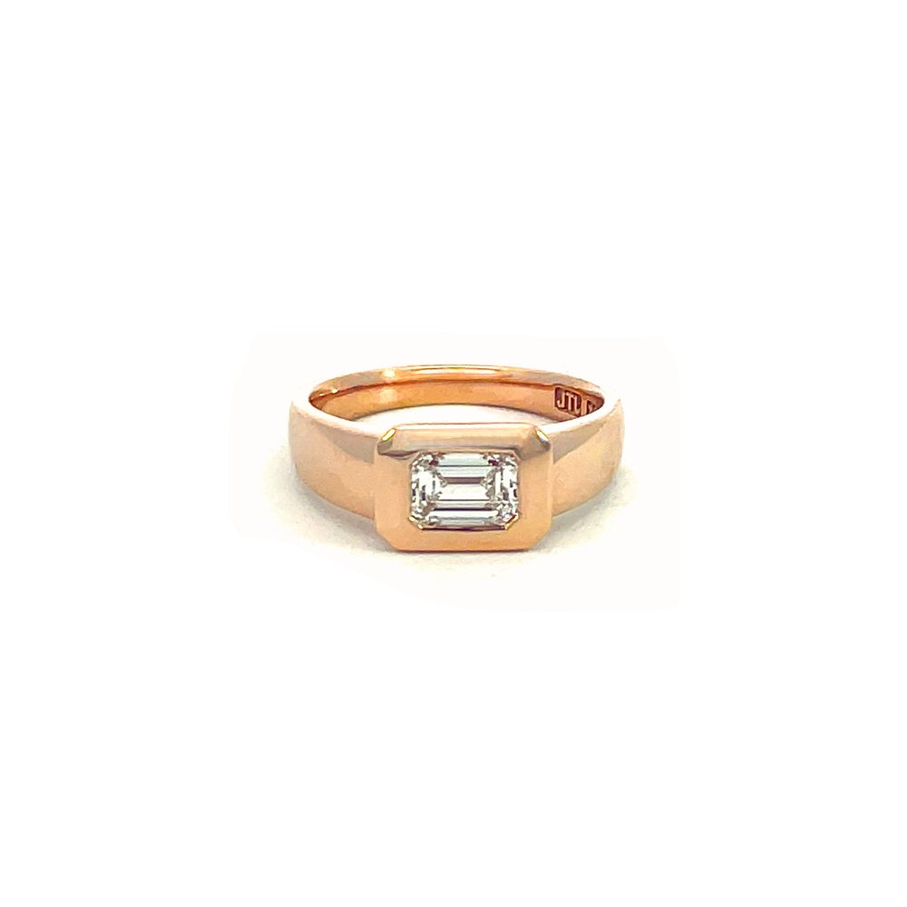 0.80ct Radiant Retro Rubover Diamond Ring in 18ct Rose Gold