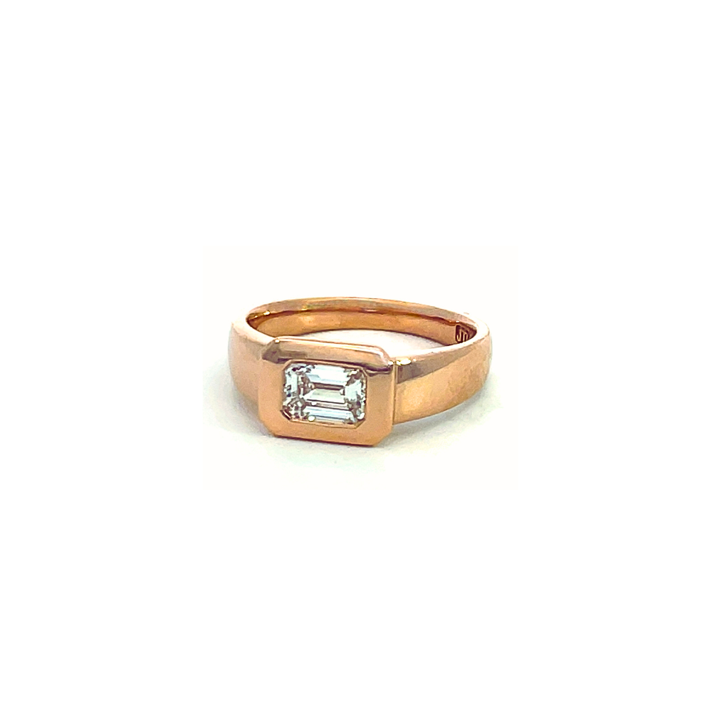 0.80ct Radiant Retro Rubover Diamond Ring in 18ct Rose Gold