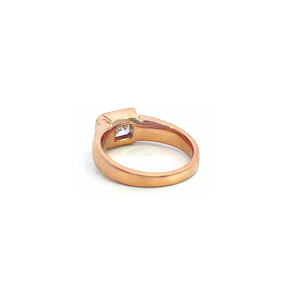0.80ct Radiant Retro Rubover Diamond Ring in 18ct Rose Gold