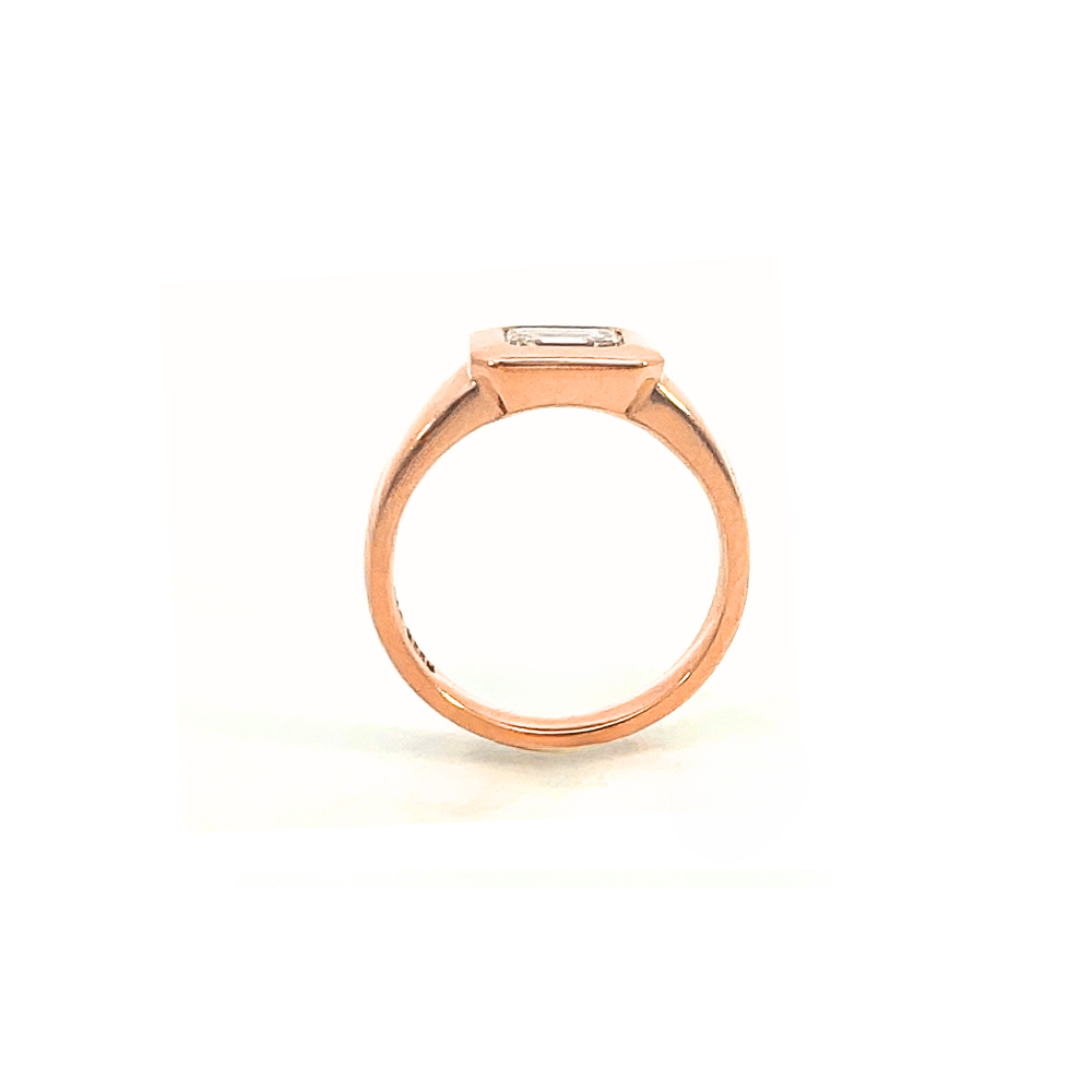 0.80ct Radiant Retro Rubover Diamond Ring in 18ct Rose Gold