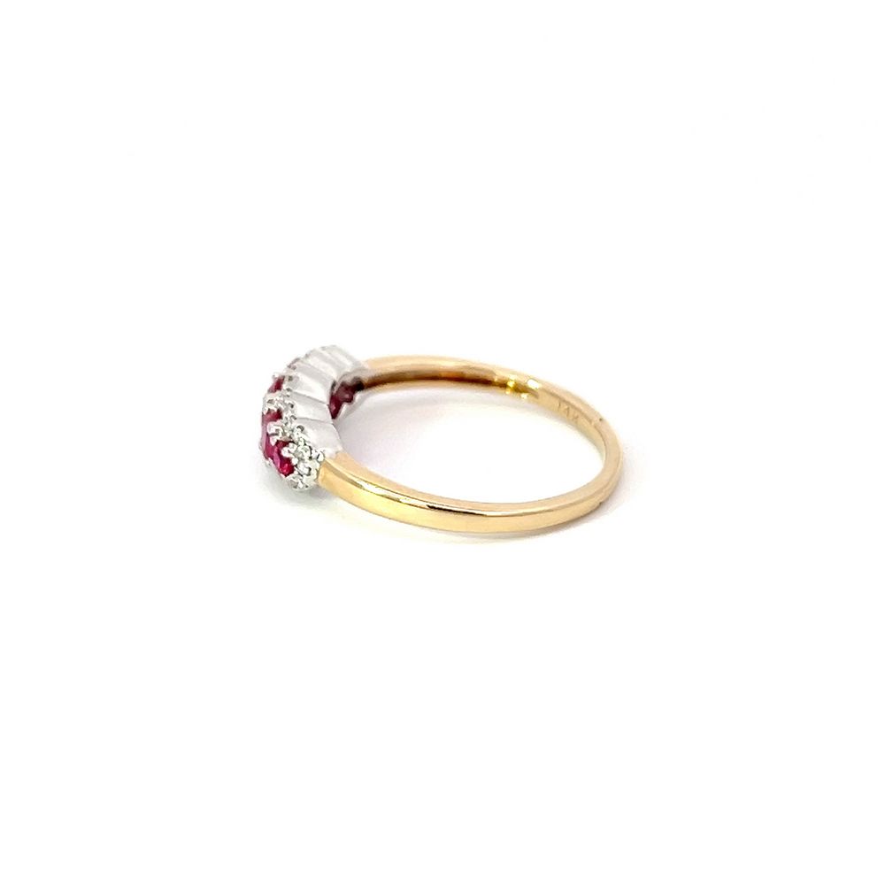 Ruby 5 Stone Ring in Yellow & White Gold