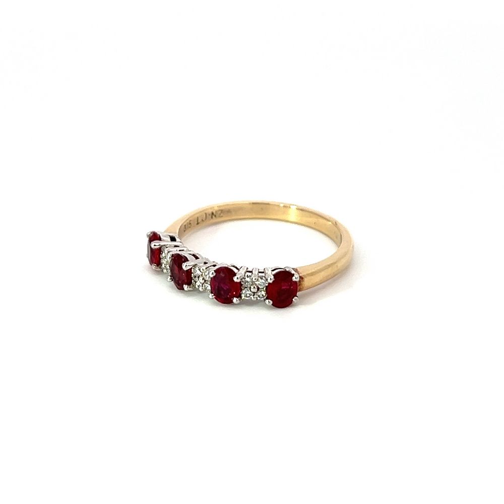 Ruby & Diamond Band in Yellow & White Gold