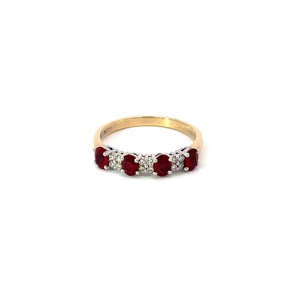 Ruby & Diamond Band in Yellow & White Gold