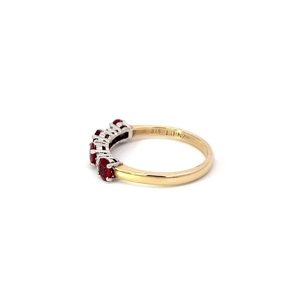 Ruby & Diamond Band in Yellow & White Gold