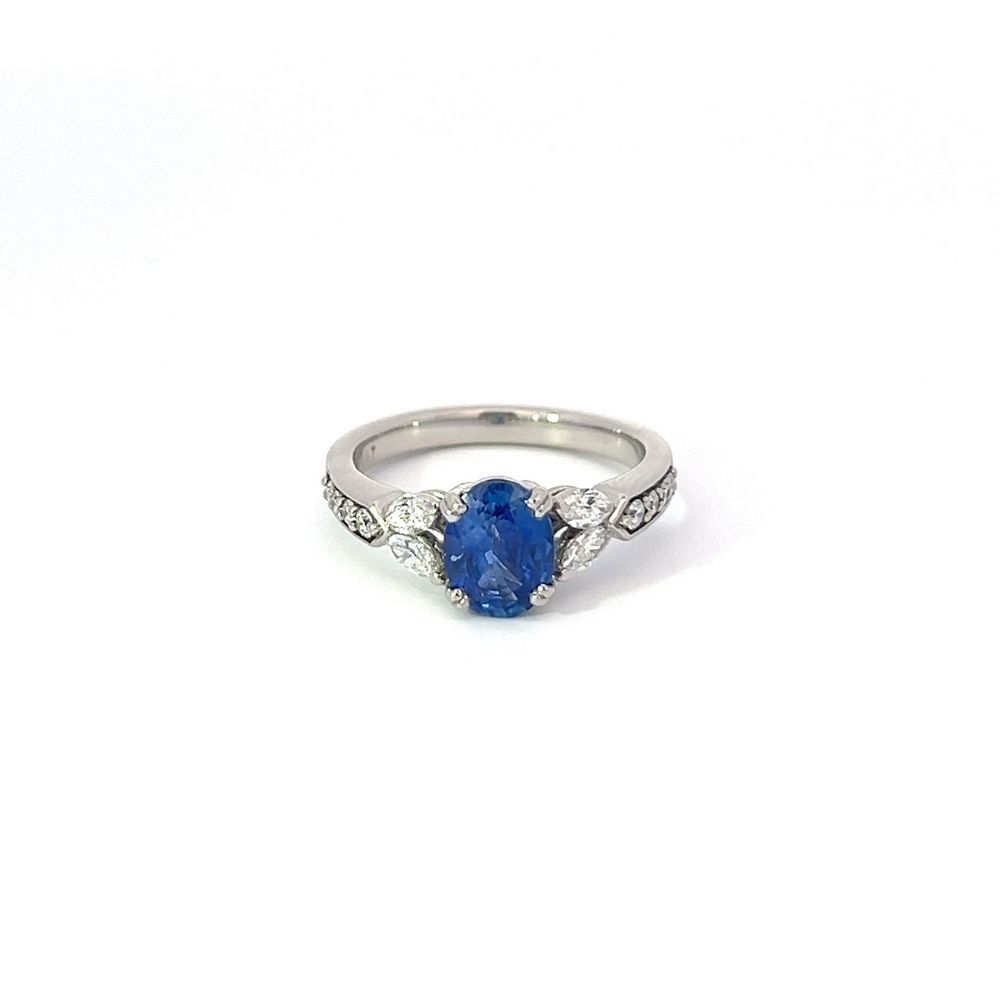 1.44ct Ceylon Sapphire & Diamond Ring In Platinum