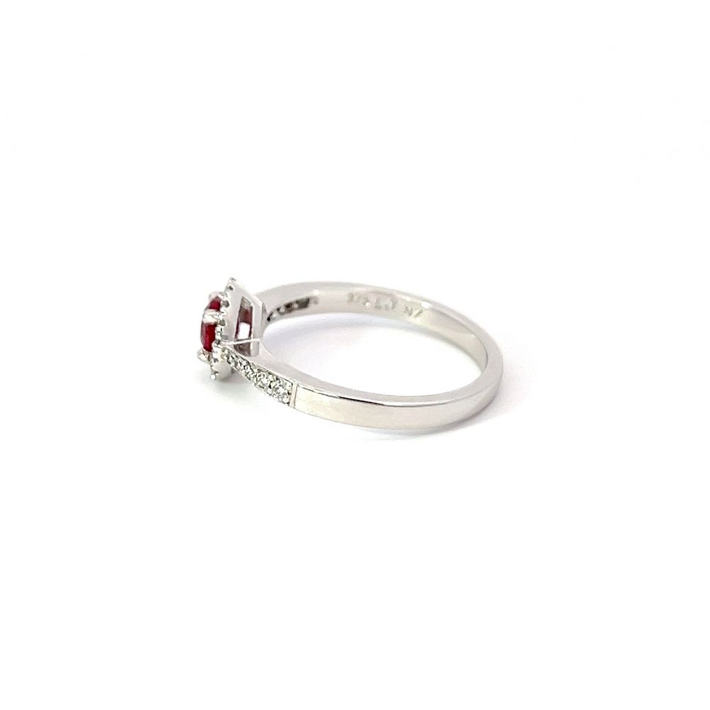 Ruby & Diamond Halo Ring in White Gold