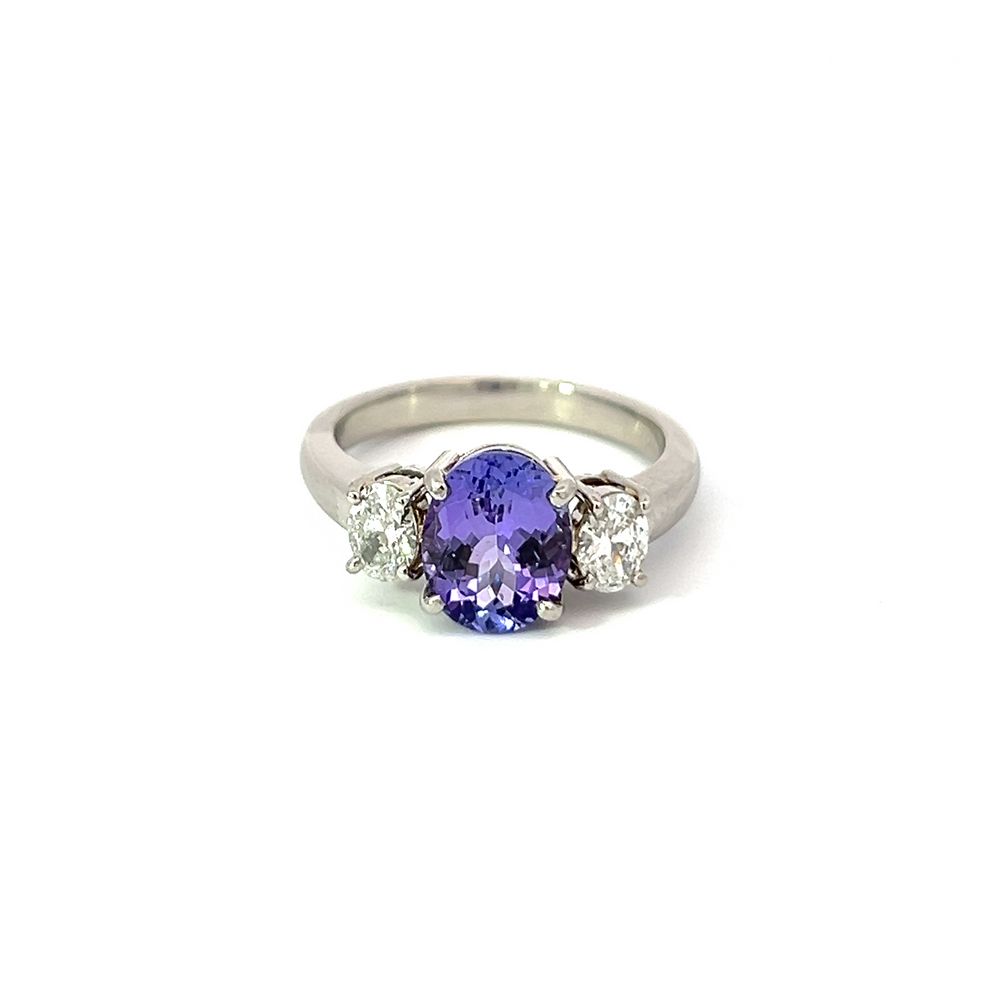 Tanzanite & Diamond 3 Stone Ring