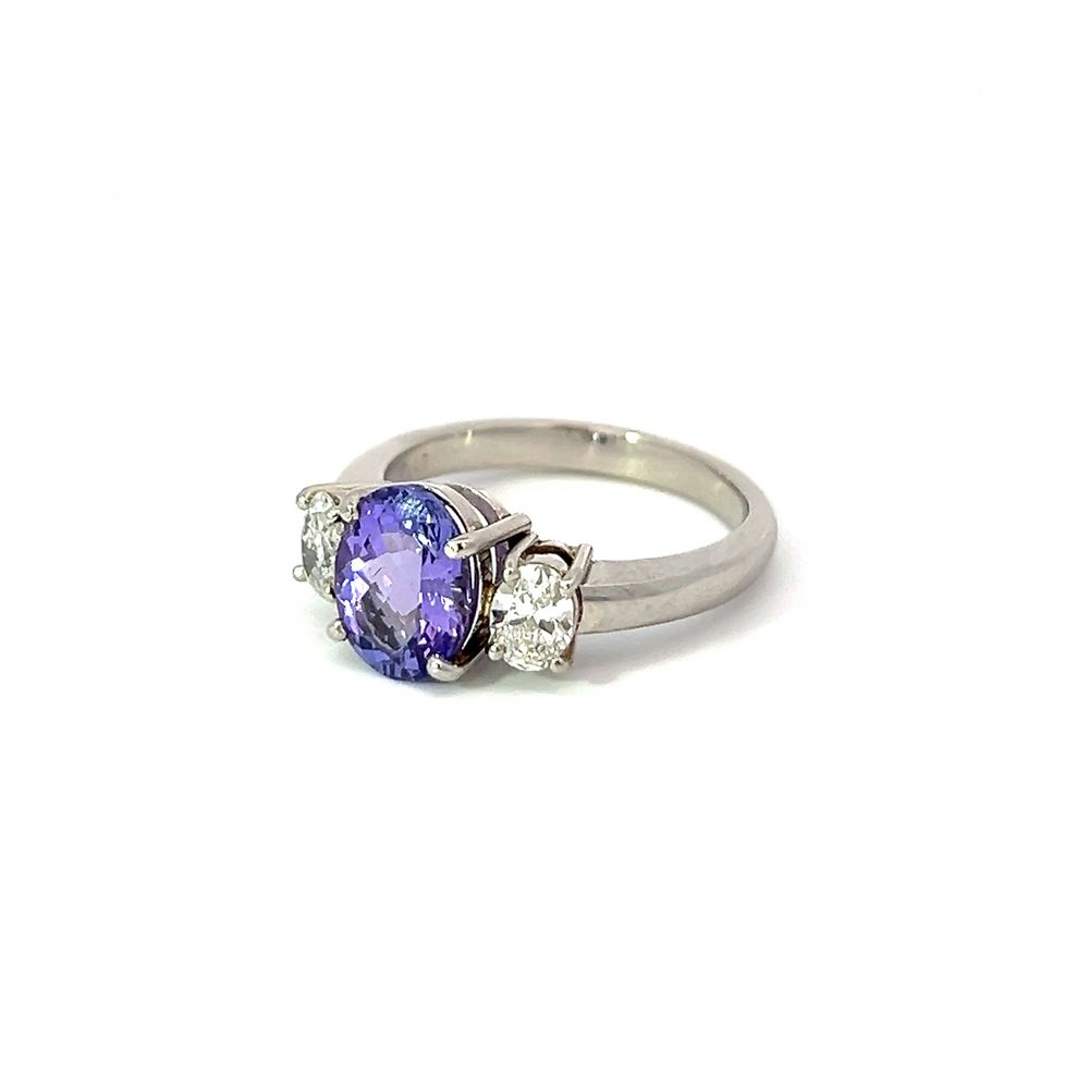 Tanzanite & Diamond 3 Stone Ring